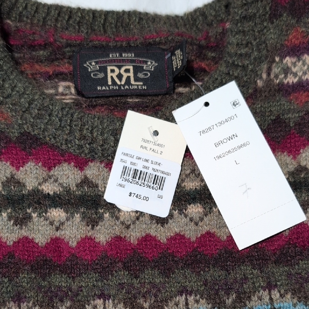 Ralph Lauren Double RL Multicolor Patterned Crewneck Sweater - Picture 4 of 11